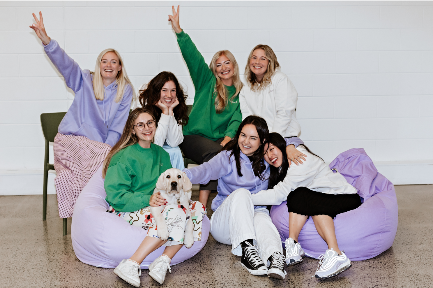 Tracksuit marketing team and Murray the golden labrador