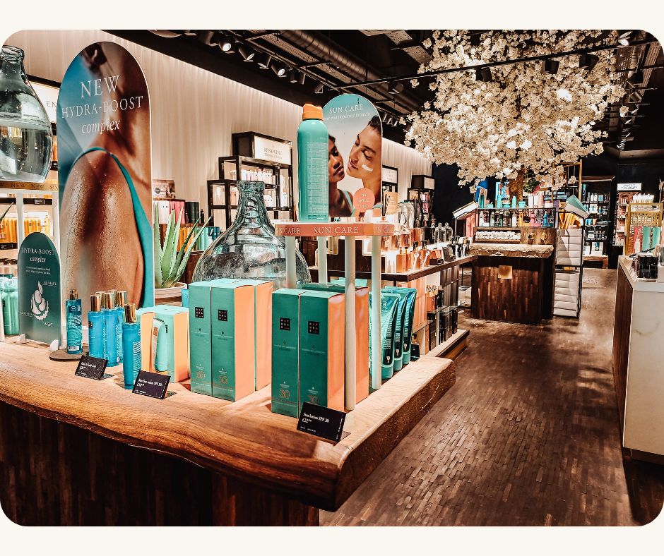A retail store displaying a sign for their new product, the Hydra Boost Complex, during a peak sales season