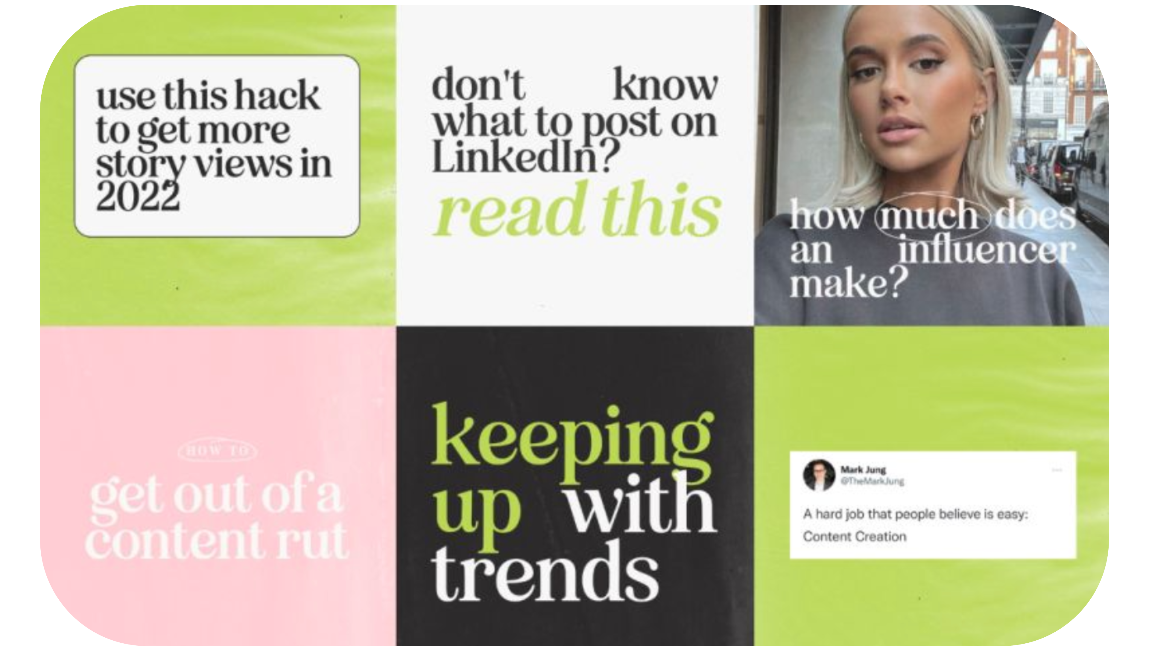 A collage of various advertisements showcasing the latest trends in brand marketing