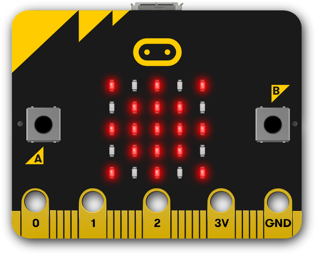 micro:bit mostrant un sol resplendent a la pantalla de leds