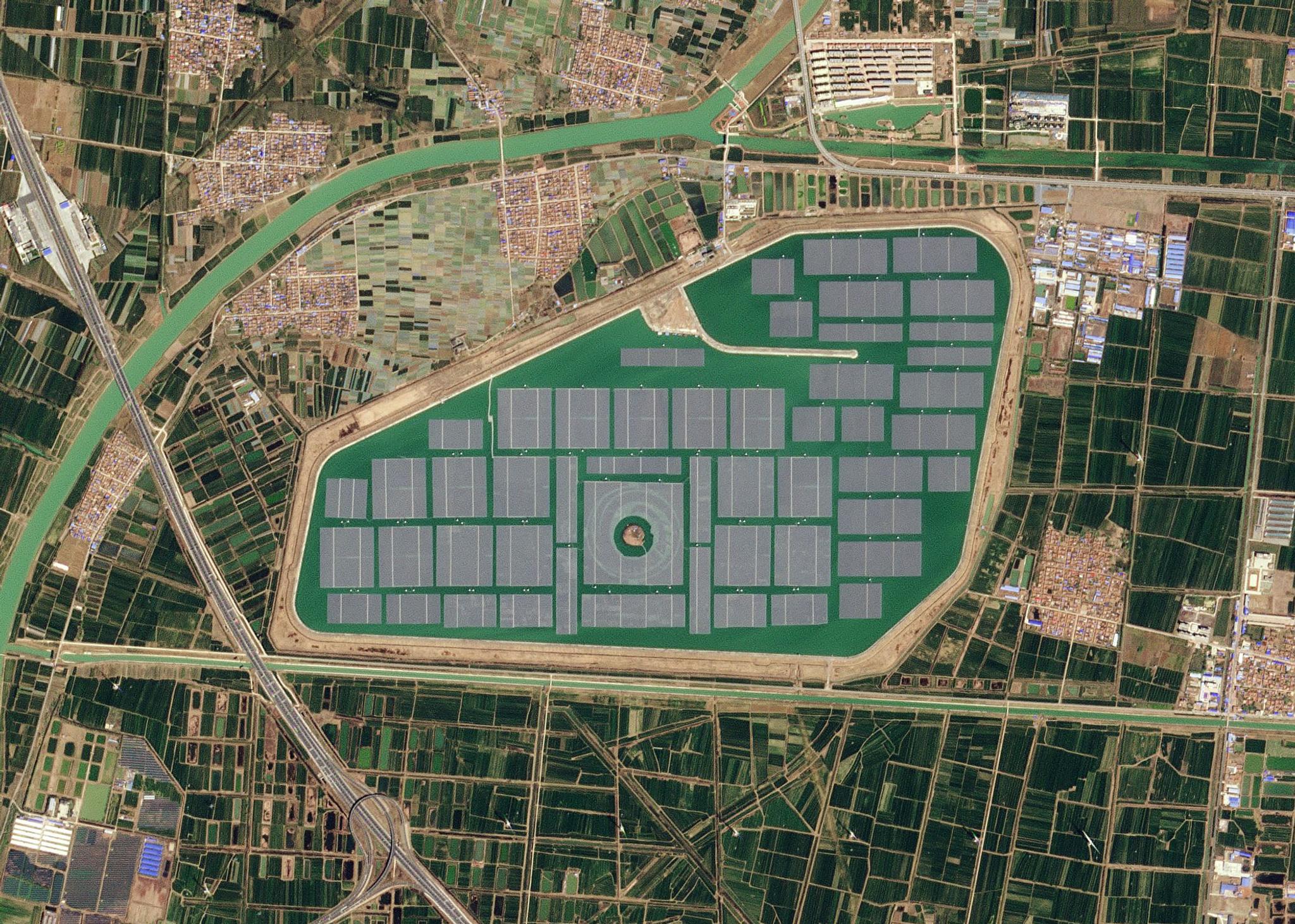 Planet satellite image of solar installation in Dingzhuang, Dezhou, China, captured April 7, 2023.